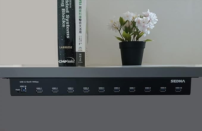SEDNA - 19 Inch 1U Rack Mount 13 Port USB 3.2 Gen II Hub (10Gbps) (13 x Type A Ports) with 5V 10A AC/DC Adapter