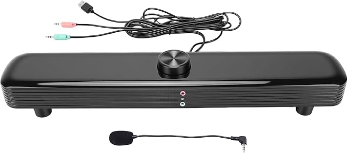 Computer Speakers for Desktop PC 3D Stereo Sound USB Computer Laptop Speaker with Breathing LED Light Microphone Soundbar for Office Home and Gaming