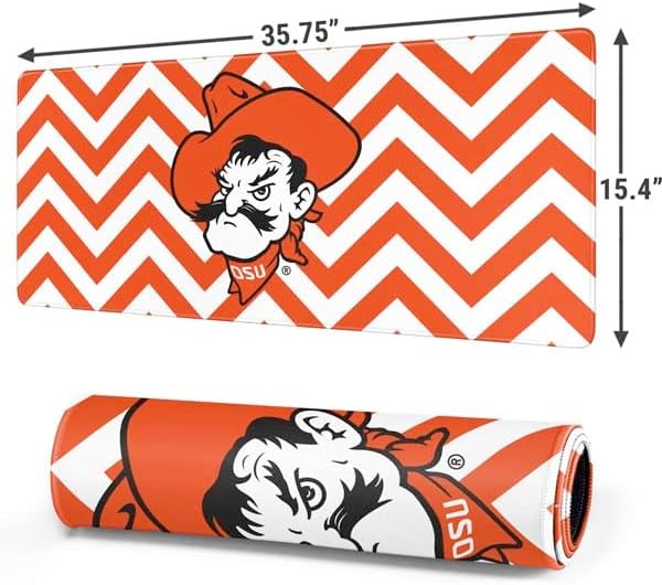 Skinit Extra Large Gaming Mouse Pad - Officially Licensed Oklahoma State University Chevron Print Design with Stitched Edges Waterproof Non-Slip Rubber Base Desk Mat for Keyboard &amp Mouse