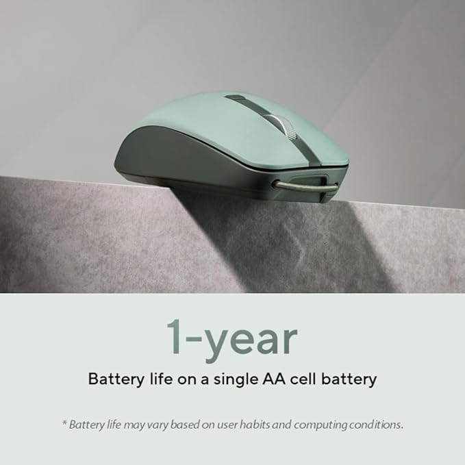 ASUS Wireless SmartO Mouse Silent Plus – Dual Mode (BT/2.4GHz) up to 3 Devices Ergonomic 4200 DPI AA Battery Lasts up to 1 Year Quiet Switches Portable for Productivity/Gaming - Green Tea Latte