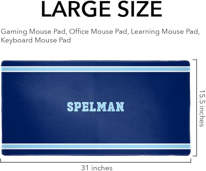 Spelman College Jaguars Primary Logo Stripes Large Gaming Mouse Pad Desk Mat with Stitched Edges Non-Slip Base for Gamer Home and Office 31.5 x 15.7