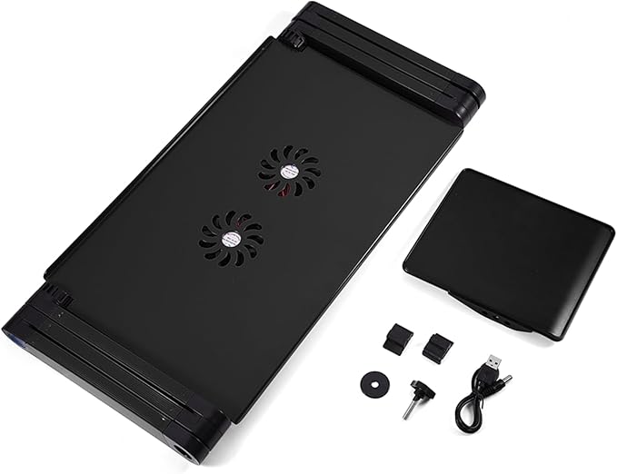 Tbest Cuter Aries and Parts 60° Foldle Laptop Desk Tle Stand Holder W Coolin Fan Ouse BOAD Cuter Plies (Black)