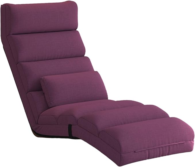 Floor Seating Adjustable Head Waist and Legs Foldable Floor Lazy Sofa with Pillow No Need to Assemble Gaming Chair Floor for Home Office Reading(Purple)