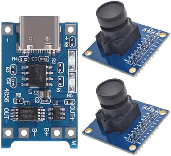 4-Pack OV7670 VGA CMOS Camera Modules (I2C 640x480) for Arduino/ARM/FPGA + 10 TP4056 Type-C 1A 18650 Lithium Battery Charger Modules with Dual Protection