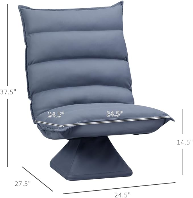 Swivel Floor Chair with Back Support Microfiber Adjustable Video Gaming Chair for Reading Lounging Meditating Gray