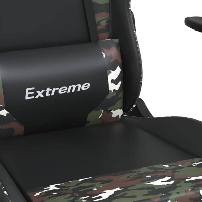 Massage Gaming Chair with Footrest Black&ampCamouflage Faux Leather (Weight: 36.6 lbs)