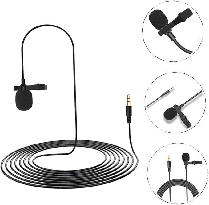 Angoily 3pcs Lavalier Microphone Compatible Pocket Clip Mic for Vlogging Live Streaming Gaming High Sensitivity Capacitor Mic Sturdy Collar Clip