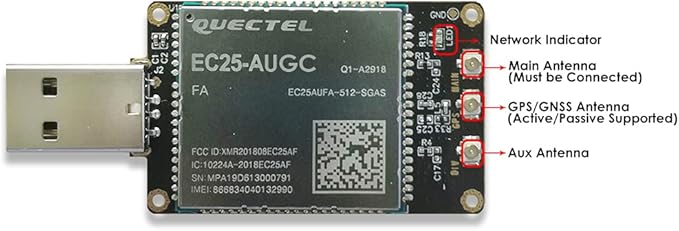 EXVIST 4G LTE USD Dongle W/EC25-AUGC LCC Modem W/SIM Card Slot TTL LTE FDD B1/B2/B3/B4/B5/B7/B8/B28
