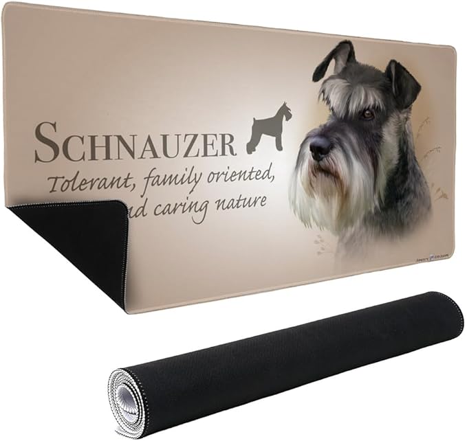 Schnauzer Dog Breed Large Gaming Mouse Pad Desk Mat with Stitched Edges Non-Slip Base for Gamer Home and Office