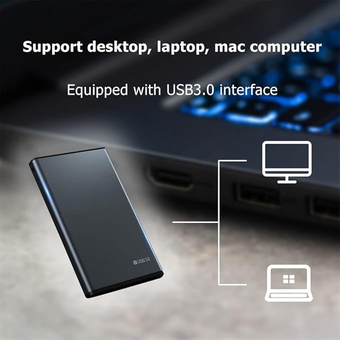 2.5 HDD Mobile Hard Drive USB3.0 Long Mobile Hard Disk 500GB 1TB 2TB Storage Portable External Hard Drive for Laptop (Color : D Size : 2TB) (D 500GB)