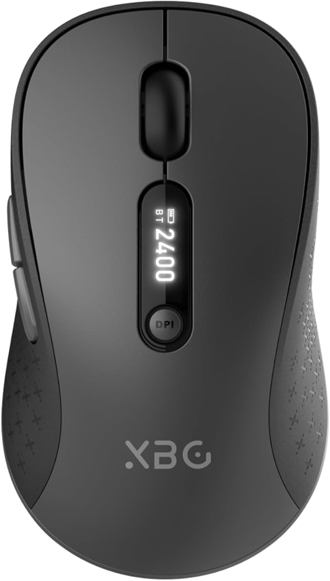 XBG B15pro Wireless Bluetooth Mouse Bluetooth 5.0/4.0 &amp 2.4G Tri-Mode Type-C Rechargeable with LED Screen Display Ergonomic Silent Click for Laptop/PC/Tablet Multi-Device &amp Office Use