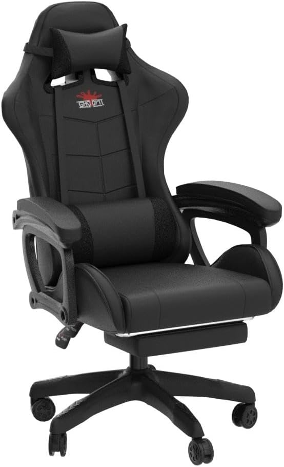 RGB Gaming Chair with Speakers and Massage Racing Computer Chair with Massage and Footrest for Office or Gaming. (All Black)