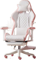Computer Chair Chairs Gaming Chair Ergonomic Leather Chair Home Office Comfortable Game Swivel Chair Gamer Live Computer Chair Chair (Color : White Pedal)