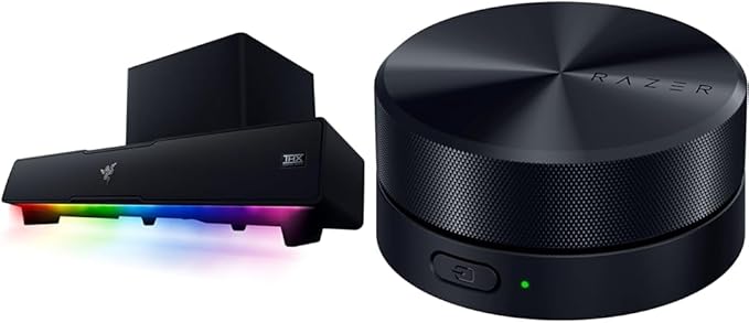 Razer Leviathan V2: Multi-Driver PC Gaming Soundbar with Subwoofer - THX Spatial Audio &amp Wireless Control Pod: Advanced Audio Control for Nommo V2 &amp Leviathan V2 Speakers