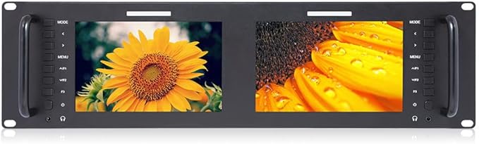 FEELWORLD D71 Plus-H Dual 7 Inch 3RU Broadcast Rack Mount Monitor with Waveform LUT IPS 1920x1200 HD LCD Screen HDMI AV Input and Output