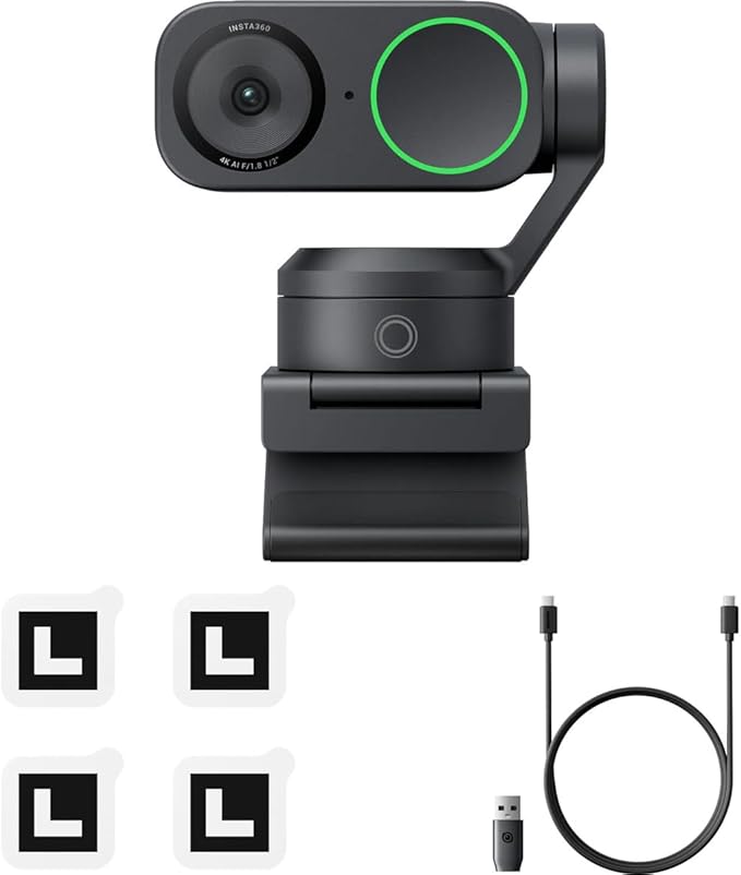 Insta360 Link 2 Pro 4K Ultra HD 2-Axis Gimbal AI-Powered Webcam Graphite Black