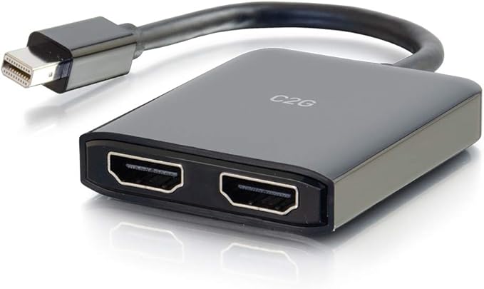 C2G 54292 USB Powered 4K 2-Port Mini DisplayPort to HDMI MST Hub Monitor Splitter Black