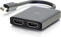 C2G 54292 USB Powered 4K 2-Port Mini DisplayPort to HDMI MST Hub Monitor Splitter Black