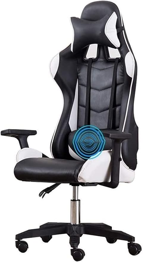 Office Chair E-Sports Chair Ergonomic High-Back Racing Chair Lift Swivel Chair Video Game Chair Armrest Seat Office Chair Chair (Color : Black White) Needed