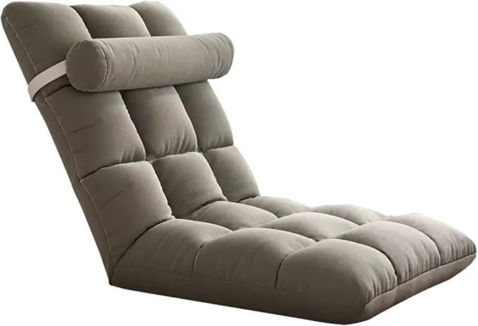 Fodalob Lazy Sofa Floor Chair 5 Gears Adjustable High Back Support Gaming Floor Chair for Adult Linen Fabric Lazy Chair Comfy for Reading Meditating