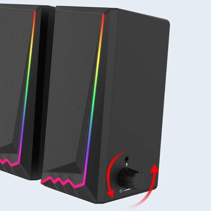 3.5mm 3D Stereo Surround Music RGB Light Gaming Wired Speakers Sound Bar for Computer Desktop PC Loudspeakers