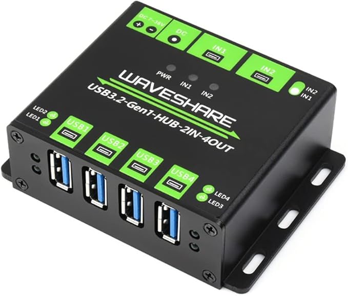 Industrial Grade USB 3.2 HUB Switchable Dual Hosts Multi Protections Extending 4X USB Ports 2 in 4 Out Multi OS