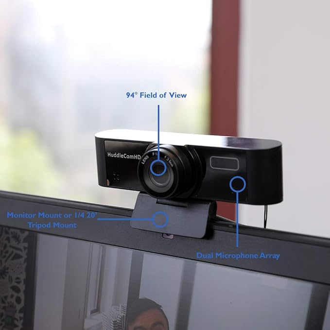 HuddleCamHD USB Webcam 1080p Resolution Wide Angle 94° (HC-WEBCAM-94)