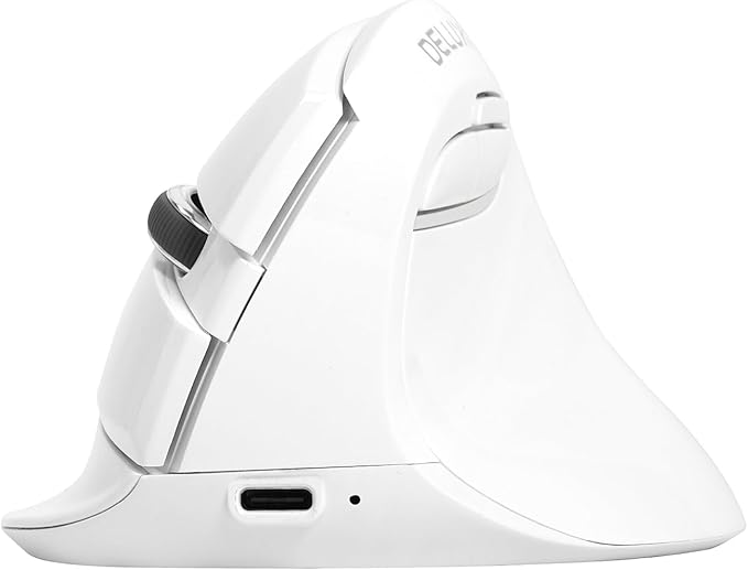 DELUX Wireless Ergonomic Mouse Vertical Mouse for Small Hands Silent Click Ergo Mouse Up to 4000 DPI 6 Buttons Rechargeable 2.4G/BT 5.2 Dual-Mode Compatible with Laptop/PC (M618MINI-White)