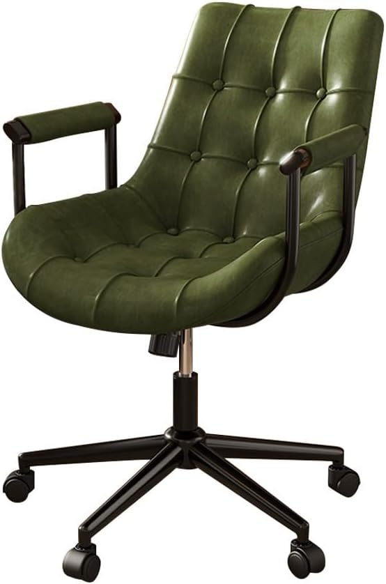 YCKEGEW Executive Leather Chair Home Office Desk Chair Adjustable Task Chairs with Armrest and Wheels360° Swivel Computer Chair Tilting Function(Green)