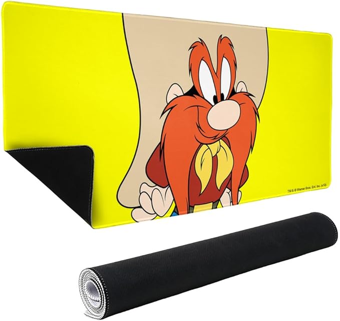 Looney Tunes Yosemite Sam Large Gaming Mouse Pad Desk Mat with Stitched Edges Non-Slip Base for Gamer Home and Office 31.5 x 15.7