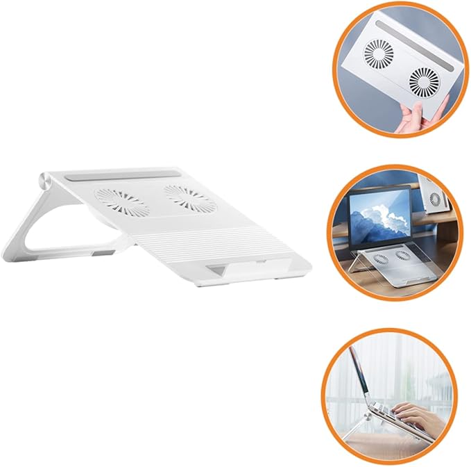 DOITOOL Ergonomic Stand Fan 2-Fan Cooling Pad Portable Radiator for Laptops and Adjustable Height