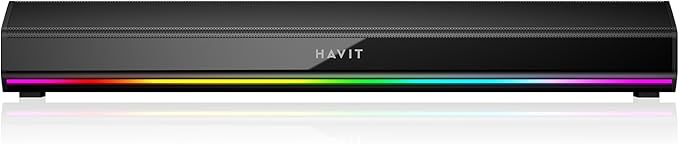 havit Computer Speakers for Desktop PC Bluetooth 5.3 Pc Soundbar with Dynamic LED Light HiFi Stereo Poratble Bluetooth Speaker Gaming Speakers for PC LaptopTablet