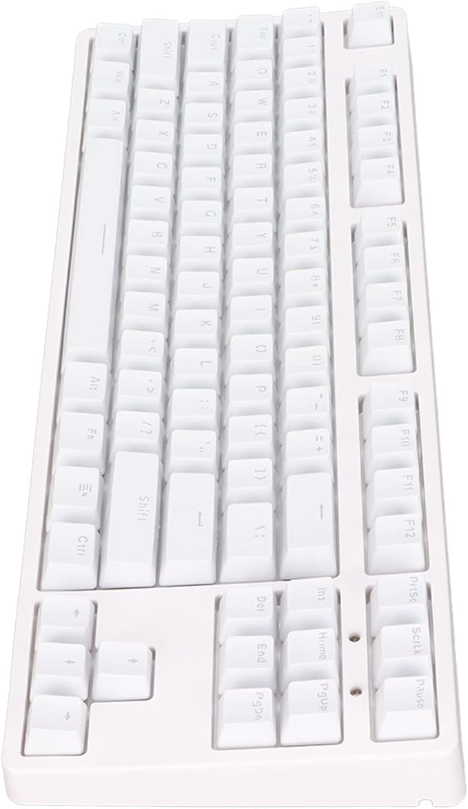 Gaming Keyboard Wired 87 Keys Ergonomic Computer Keyboard Type C Wired Mechanical Keyboard with Dye Sublimation Keycap for Home Office Gaming (White)