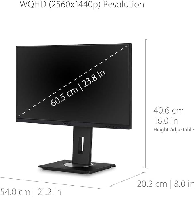ViewSonic VG2455-2K 24 Inch IPS 1440p Monitor with USB C HDMI DisplayPort and 40 Degree Tilt Ergonomics for Home and Office