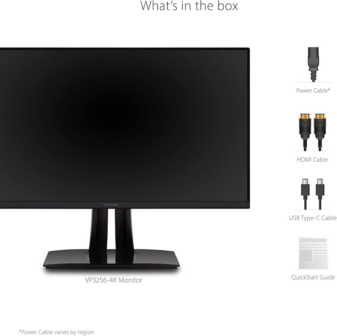 ViewSonic VP3256-4K 32 Inch 4K UHD IPS Ergonomic Monitor with Ultra-Thin Bezels Color Accuracy Pantone Validated 60W USB C