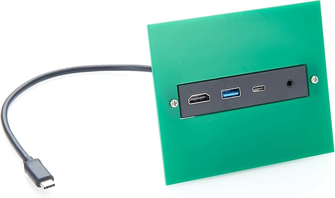 Screw Panel Mount USB C Hub 4-in-1 Multiport Adapter with 4K@60Hz HDMI 10Gbps USB-A &amp USB-C Data Ports 3.5mm Audio Headphone &amp Microphone Jack for Embedded System PC Control Cabinets (1.