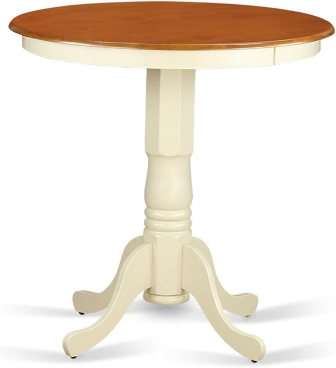 Ergode EDQU5-WHI-W-VV 5 Pc Pub Table Set - Buttermilk &amp Cherry Finish - Asian Hardwood - Includes Pub Table and 4 Counter Height Chairs