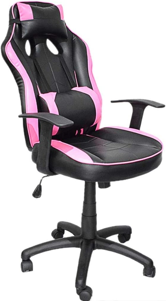 YYDS Chair Fashion PU Gaming Chair Executive Ergonomic Swivel Chair with Headrest and Lumbar Pillow Fixed Armrest Esports Chair Ergonomically (Color : White)