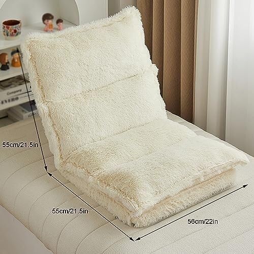 ELEFOCUS Chaise Lounge Sofa with Back Support Folding Couch Recliner Chair with 5 Adjustable Positions for Office Balcony(Beige)