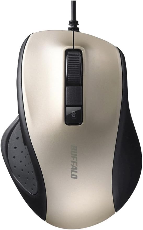 BUFFALO BSMBU308GD Wired BlueLED Silent 5 Button Mouse Gold