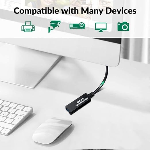 75FT USB 3.0 Active Extension Cable Long USB Extension Cord A-Male to A-Female With High-Speed Data Signal Amplifier Compatible With Quest 3.VRRift.360 Kinect. XboxWebcam.PS4 HD Camera or More