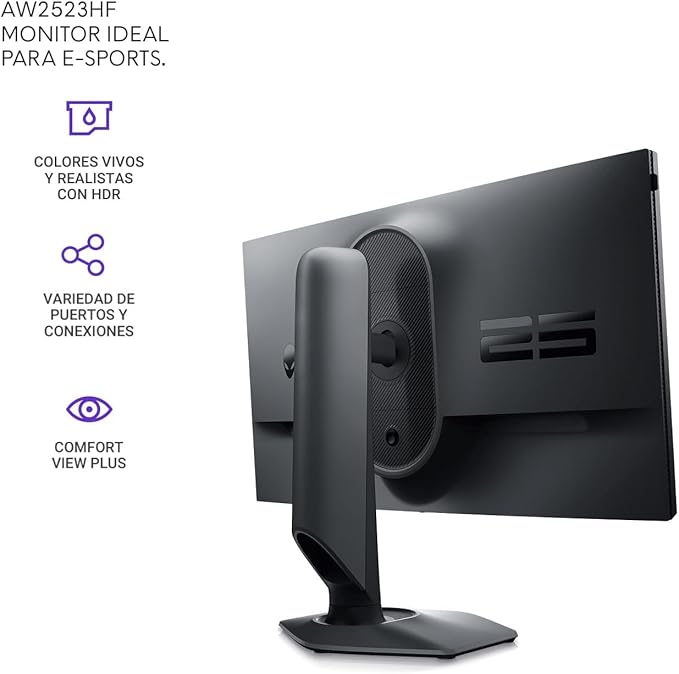 Alienware Gaming Monitor AW2523HF 24.5'' IPS LED FHD 360Hz Display AMD FreeSync Monitor (USB HDMI)Height/Tilt/Swivel/Pivot Adjustability Dark Side of The Moon with HEX Accessories