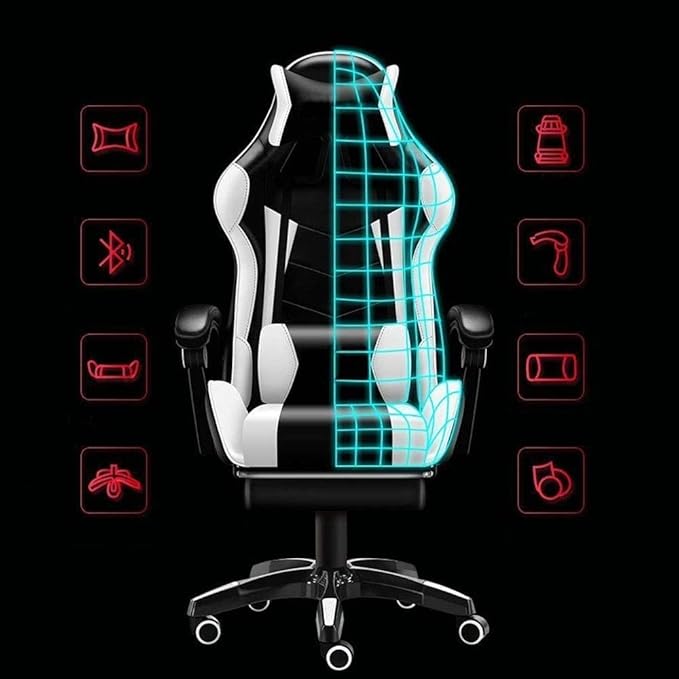 Office Chair E-Sports Chair Racing Game Chair Ergonomic Computer Chair Telescopic Footrest Seat PU Leather Headrest Lift Swivel Chair Chair (Color : A) Needed
