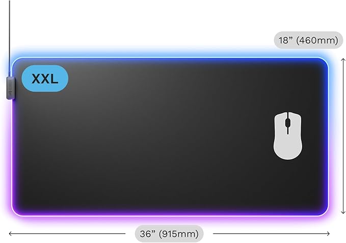 GLORIOUS Gaming Mouse Pad GMP 2 GLED - XL - 2-Zone RGB Lighting InfiniGlow RGB Stitchless Edge Premium Cloth Surface Grippy Rubber Base Optimised for Gaming - 18 x 14 x 0.1 - Large Desk Mat