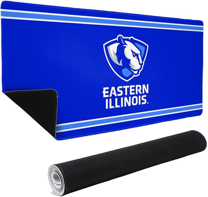 Eastern Illinois University EIU Panthers Primary Logo Stripes Large Gaming Mouse Pad Desk Mat with Stitched Edges Non-Slip Base for Gamer Home and Office 31.5 x 15.7