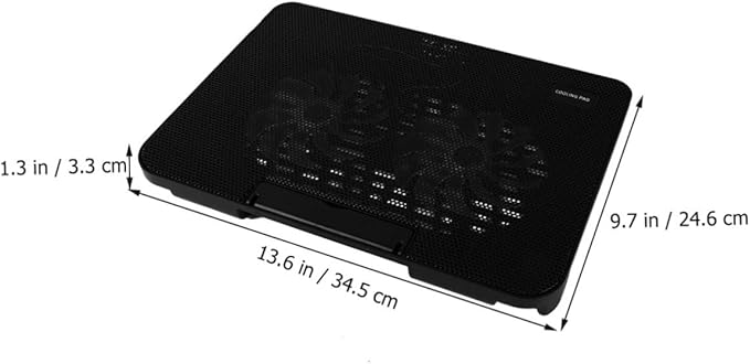 Portable Laptop Cooler with USB Powered Fans Durable Notebook Cooling Mat for Efficient Heat Dissipation Black Color Easy to Install Cooling Stand