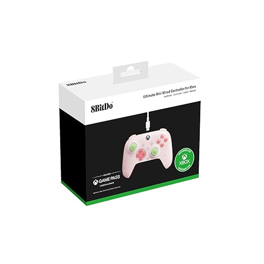 8BitDo Ultimate Mini Wired Controller for Xbox with RGB Lighting Fire Ring Hall Effect Joysticks and Triggers for Xbox Series X|S Xbox One Windows 10/11 - Officially Licensed (Translucent Pink)
