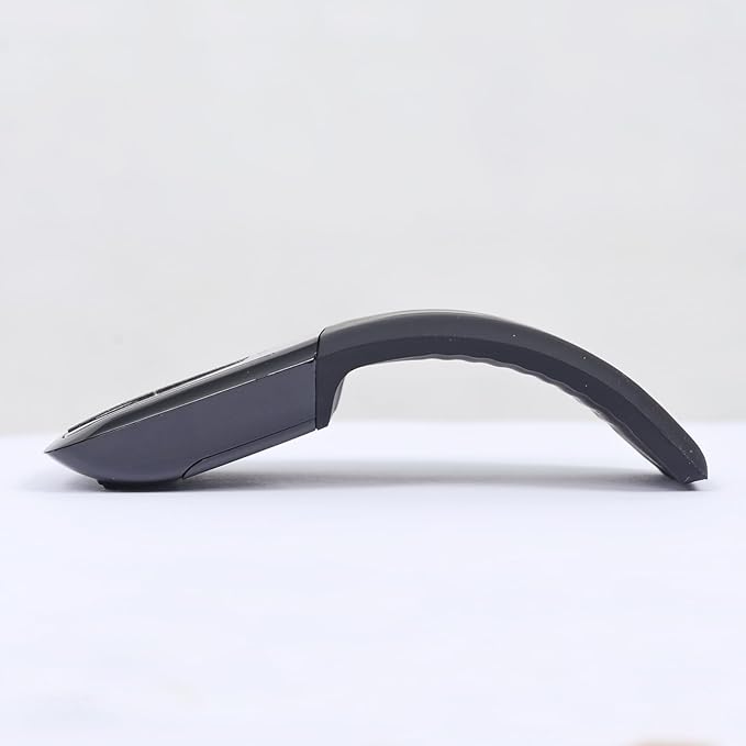 Wireless Arc Mouse Slim Foldable Touch Travel Mouse with USB Receiver Optical Folding Computer Mice for Microsoft Laptop PCComputer - Black