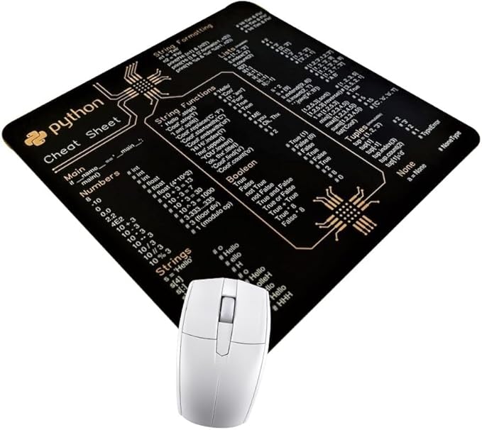 Python Cheat Sheet Mousepad for Beginner Python Reference Guide Desk Mat Python CheatSheet for Software Engineers Software Engineers Mouse Pads Gift for AI Programmer Desk Mat KMH