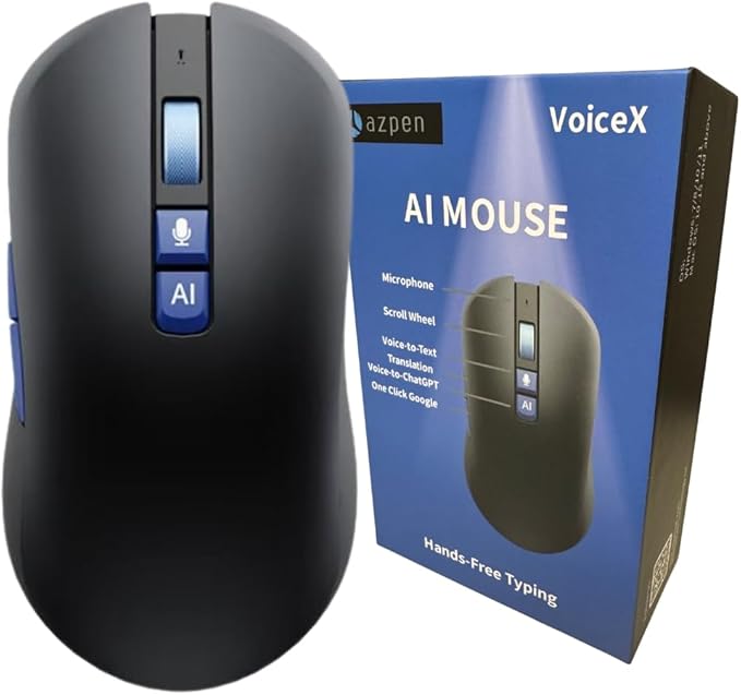 AI Wireless Mouse with Translation for PC Laptop: Hands-free typing- ChatGPT Bluetooth Mouse Voice AI Ergonomic Multi-Translate One Tap Google USB Rechargeable High-Performance Office Device